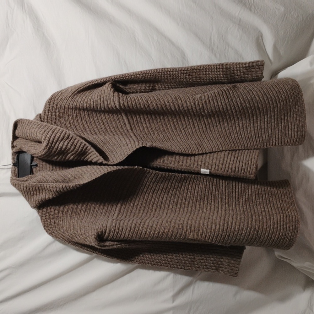 SALE! Vince Alpaca/Camel/Merino Wool Blend Taupe Chunky Knit Sweater Jacket Sz.M